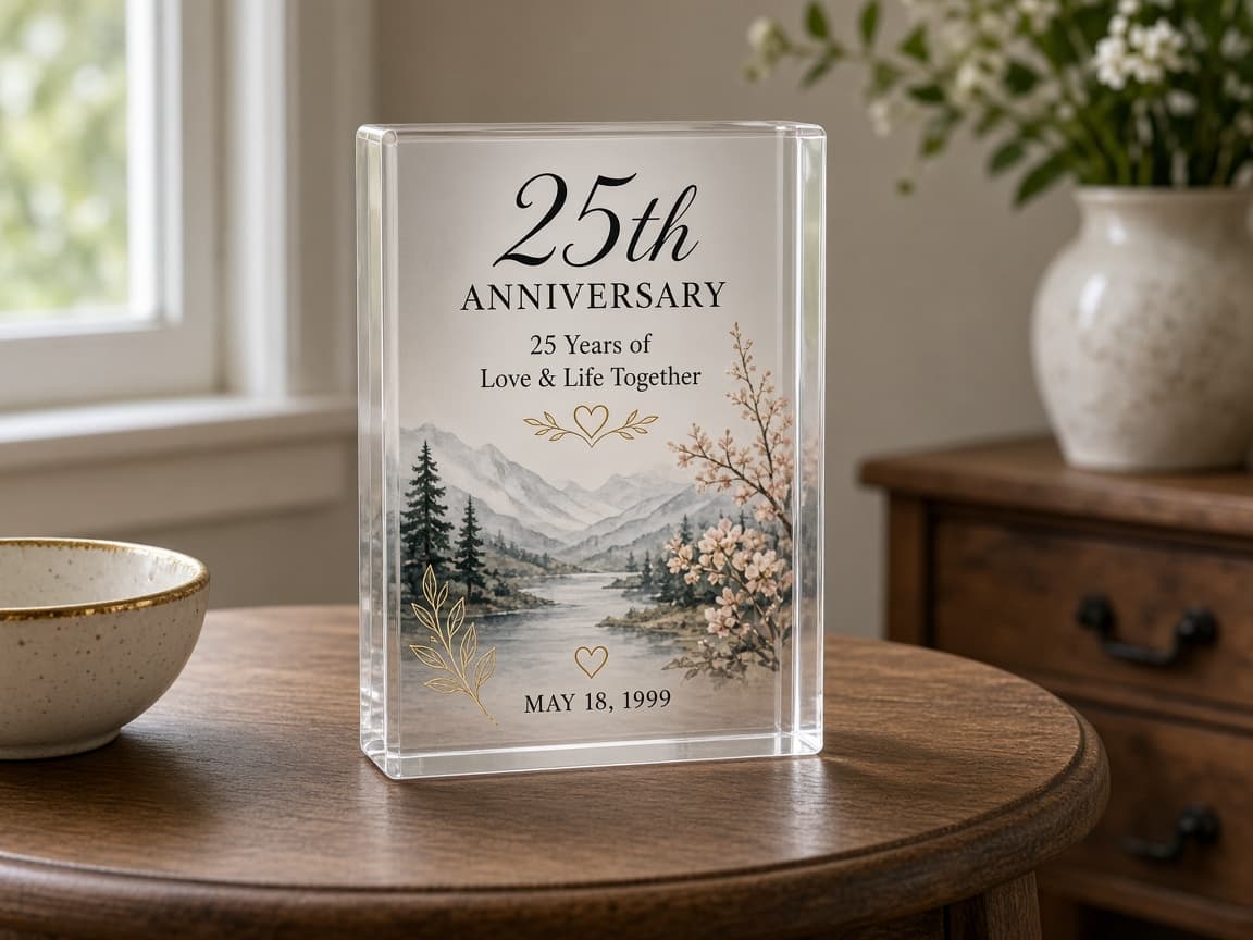 Anniversary Milestone Plaque design concept in a presentation setting