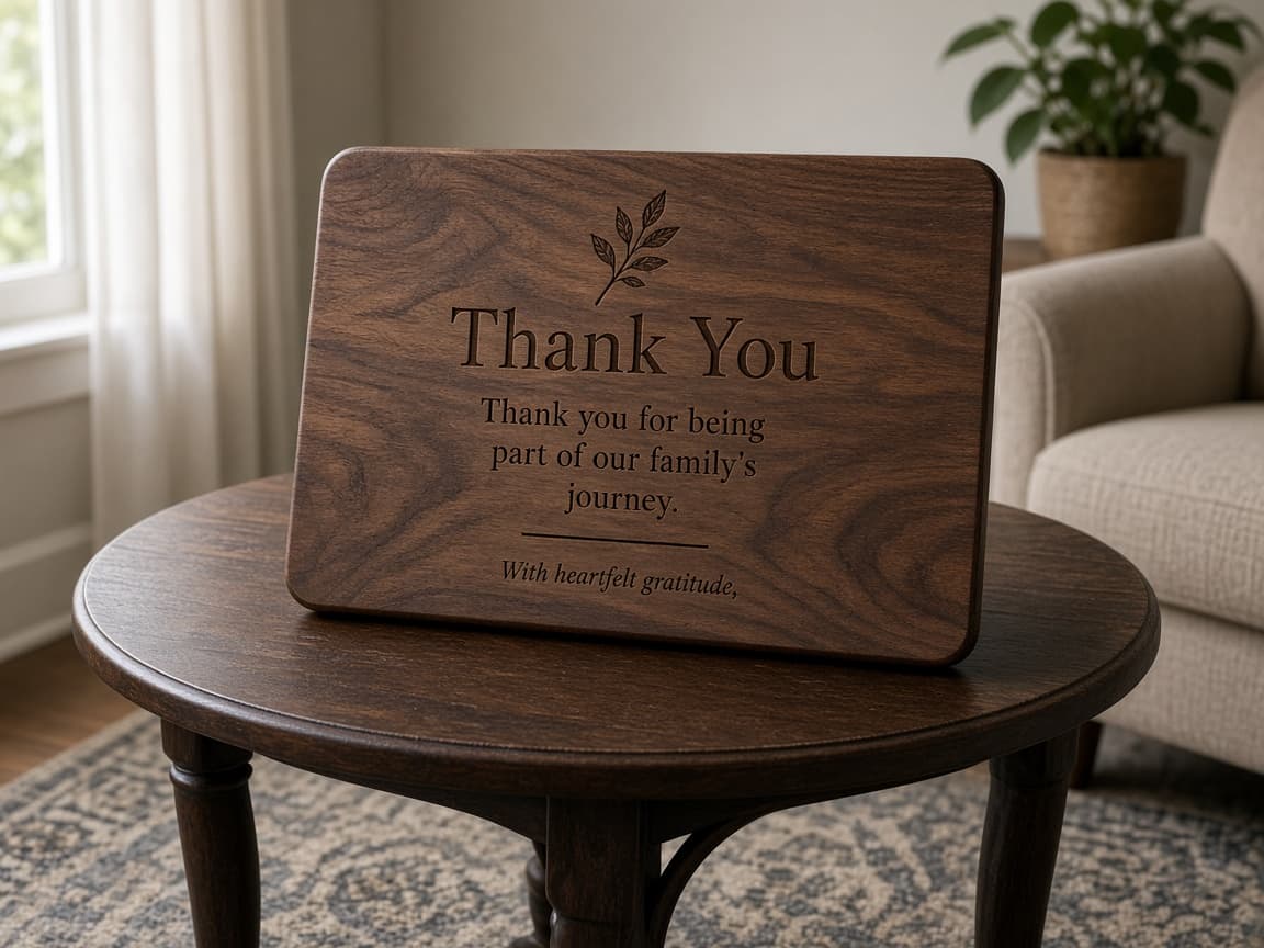 Parent Thank-You Plaque design concept in a presentation setting