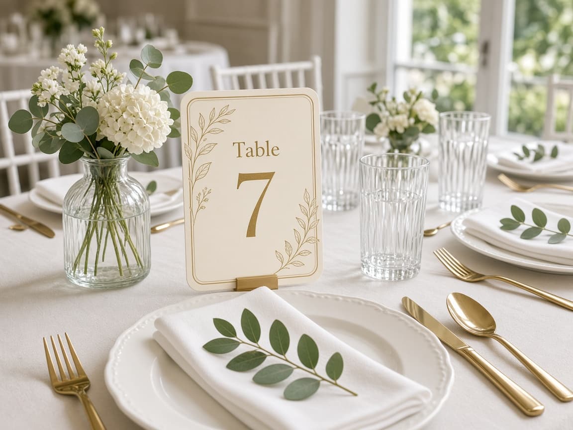 Wedding Table Number Signs design concept in a presentation setting