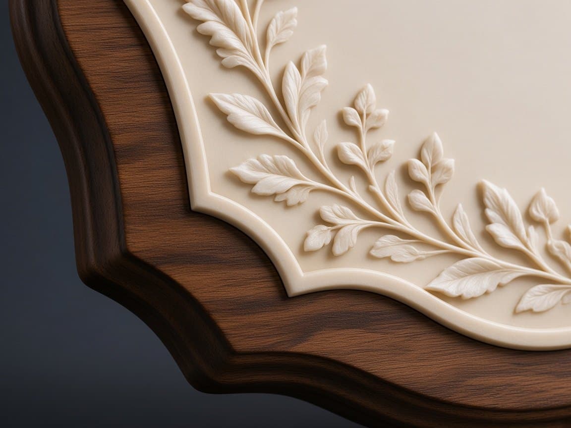 Wedding Keepsake Plaque design concept, close-up of the materials